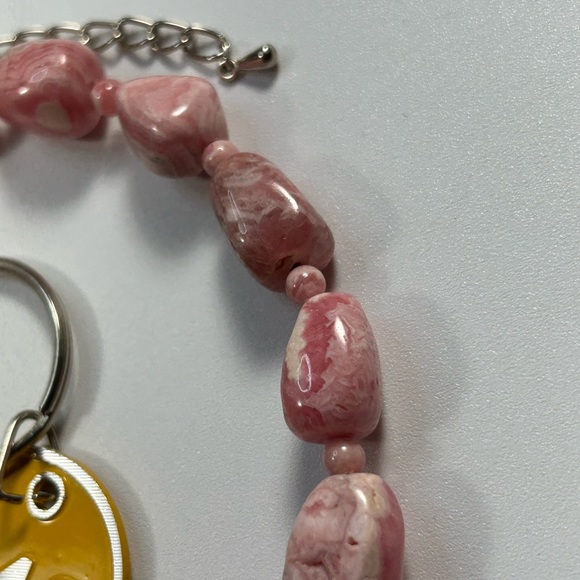 #42 Vintage Genuine Pink Lace Agate Necklace. Artisan Made - Picture 11 of 11